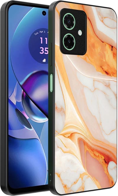 Smartphonica Telefoonhoesje Geschikt voor Motorola Moto G64 met marmer opdruk - TPU backcover case marble design - Oranje geschikt voor Motorola Moto G64