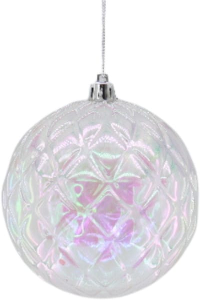 Kersthanger – Kerstbal Acryl Transparant Iridescent 20×20 cm – Luxe Glanzende Ornament Bal met Ruit-Relief – Lichtgewicht – Kerstdecoratie