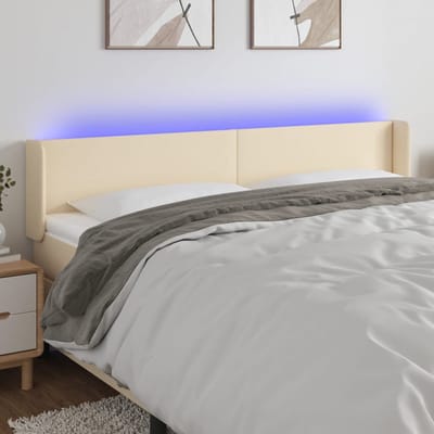 vidaXL - Hoofdbord - LED - 203x16x78/88 - cm - stof - crèmekleurig