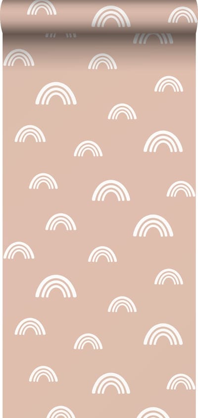 ESTAhome behang regenboogjes terracotta roze - 50 x 900 cm - 139436