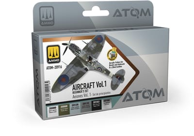 AMMO by Mig Jimenez Hobbyverf Vliegtuigen - MIG 20916 ATOM - Beginners Set Militaire Vliegtuigen - Volume I - Militaire Kleuren - Acryl Set 6x20ml Verf set - 6x 20 ml