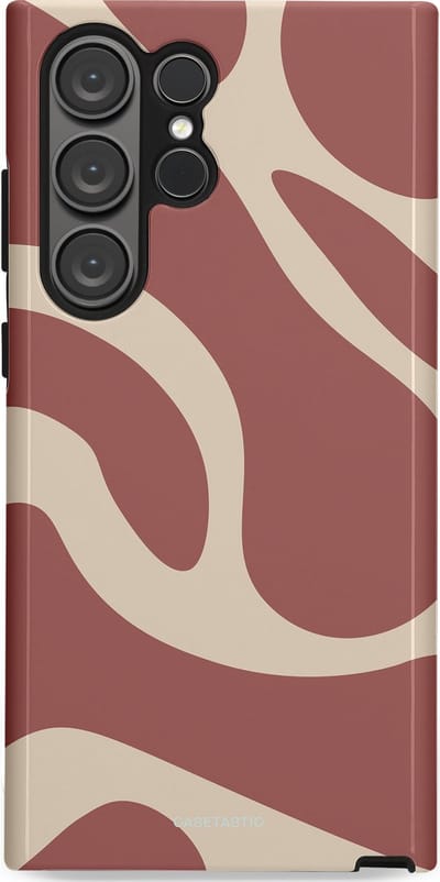 Casetastic Hoesje Geschikt voor Samsung S23 Ultra - Stijlvolle Beschermende Duo-layer Case - Terracotta Mediterranee Golven