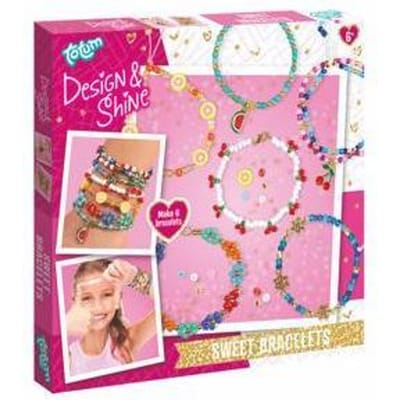 Totum Design & Shine 6 kralen armbandjes maken met fruit- hart en bloembedels - sweet bracelets sieraden pakket cadeau tip creatief speelgoed vanaf 6 jaar