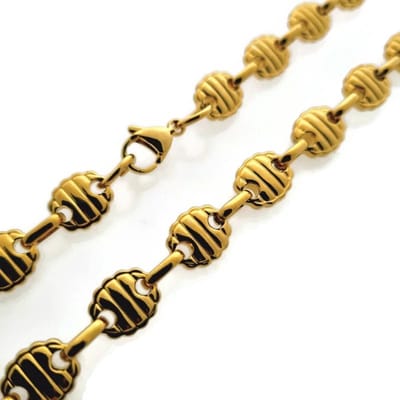 Aramat Jewels | Halskettingen | Stoere Stalen Ronde Schakelketting | Goudkleur | |10mm | Staal | Volwassenen | Verkleurd niet