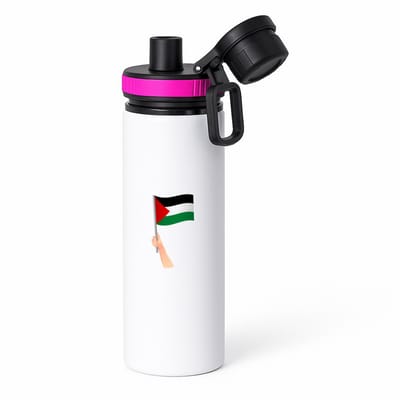 Hacebo® - Palestina vlag met hand waterfles met draaidop roze - mensen die liefde willen geven aan Palestina - degene die van Palestina houden - supporten - oorlog - verjaardagscadeautje - gift - geschenk - kado - water fles - 850ML