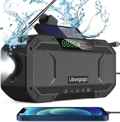 Draagbare Noodradio met Zonnepaneel, AM/FM, Powerbank en Zaklamp voor Outdoor en Camping