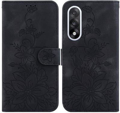 Coverup Hoesje - Geschikt voor OnePlus Nord 5 Hoesje - Coverup Bloemen Book Case - Zwart