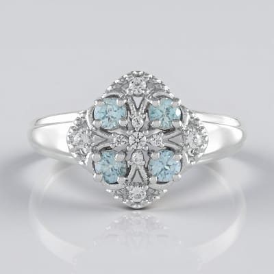 Cavill - Zilveren Ring - 925 Sterling Zilver Geplatineerd - Ratanakiri Zirkonen 0,7 ct - Ovaal Bloemen Patroon - Elegant Tijdloos Sieraad