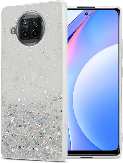 Cadorabo Hoesje geschikt voor Xiaomi Mi 10T LITE in Transparant met Glitter - Beschermhoes van flexibel TPU silicone met fonkelende glitters Case Cover Etui