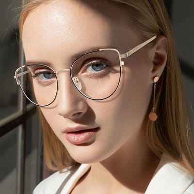 Zichtbril Dames Oogwerk Cateye Blokkerend 0 Legering Bril Metaal Vrouwelijk Ontwerp Bril Stijlvol naar Optisch Dames -6.0 Elegant Myopie Sexy Myopia -1