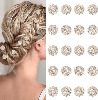 20x Mini Strass Bloem Haarspeldjes Goud - Kleine Kristallen Bruidshaaraccessoires voor Dames en Meisjes