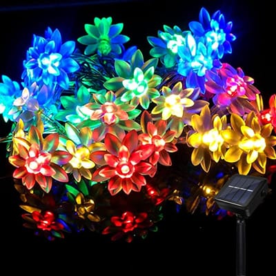 Lichtsnoer Tuin - Lotus Lichten - Buiten Decoratie - Zonne-energie - 23ft 50 Led - Kleurrijk
