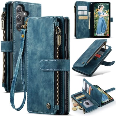 CaseMe Hoesje - Geschikt voor Samsung Galaxy S25 FE Hoesje - CaseMe C30 Book Case met Portemonnee - Blauw
