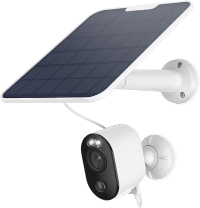 Beveiligingscamera - Zonne-energiecamera - Camerabewaking - Draadloos - voor Buiten - 8MP - Detectie van Mens - Voertuig - Huisdier - PIR-Bewegingssensor - Kleuren Nachtzicht - Wit