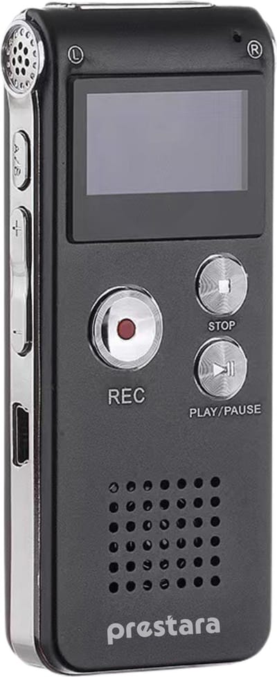 Prestara - Professionele Digitale Voice Recorder – Draagbare Dictafoon met 560 Uur Opnamecapaciteit en Kristalhelder Geluid!