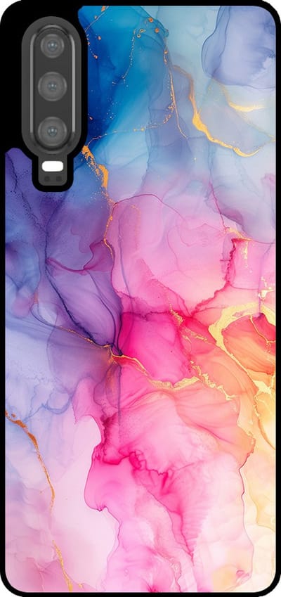 Smartphonica Telefoonhoesje Geschikt voor Huawei P30 met marmer opdruk - TPU backcover case marble design - Regenboog geschikt voor Huawei P30