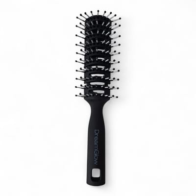 DreamGlow FlexFlow Vent Brush | Sneldrogende ventilatieborstel | Ontklitborstel met volume | Voor nat en droog haar – Zwart Small