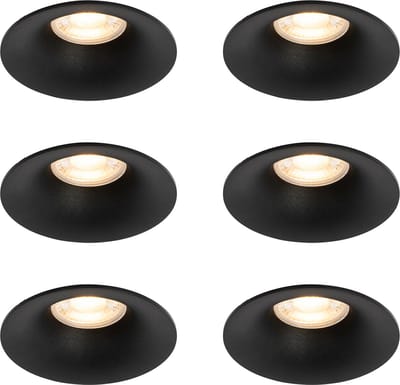 QAZQA gijs - Moderne Inbouwspot - 6 stuks - Ø 9.5 cm - Zwart - Woonkamer | Slaapkamer | Keuken