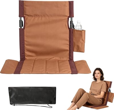 Opvouwbare strandstoel met kussen en rugleuning, ideale campingstoel voor picknick en tuin, 40 x 39 cm, bruin