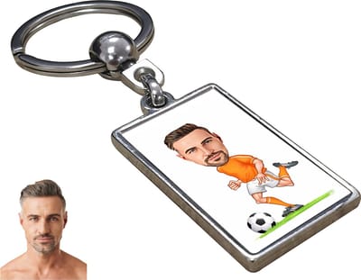 Voetballer Karikatuur Nederland - Gepersonaliseerde Karikatuur Sleutelhanger met Jouw Foto - Cadeau - Verjaardag - Kerst - Kado - Valentijn - Vaderdag - Vaderdag cadeautje - Vaderdag cadeau voor papa - Gepersonaliseerd Cadeau
