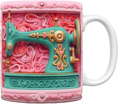 Keramische Mok - Koffiemok Theekop - Dagelijks Gebruik - 3D Visueel Patroon - 400ml - Naaimachine A