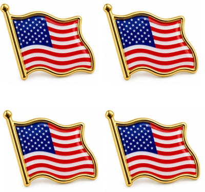 Amerikaanse Vlag Pins – Set van 4 USA Vlag Speldjes – Metalen Badges voor Jas, Tas of Pet – Broche 21 x 19 mm