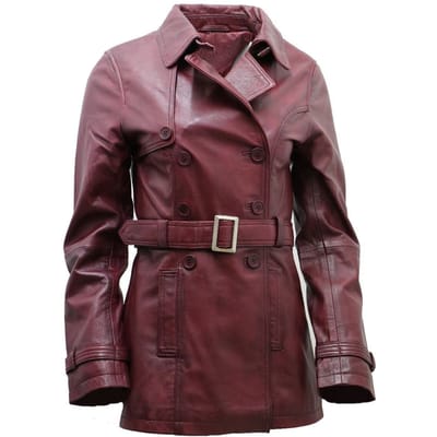 Halflange lederen trenchcoat voor dames - Oakham