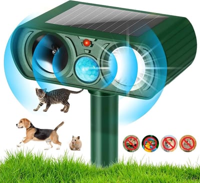 Ultrasone Kat Afschrikker met Bewegingssensor en Flitslicht voor Tuin, Bescherming tegen Katten, Honden en Dieren
