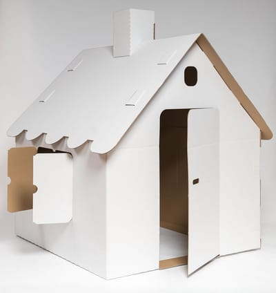 XXL Speelhuis Karton - Kinderspeelhuis Beschilderbaar - Creatief Spelen - Eenvoudige Montage - 97x94x100cm - Wit