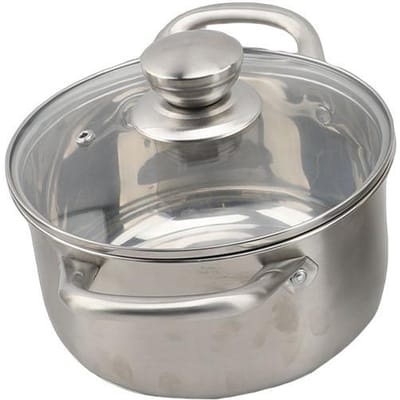 Ensemble d'ustensiles de cuisine en acier inoxydable 304 Épaissi Casseroles à soupe avec couvercles à double poignée pour la cuisine L gray