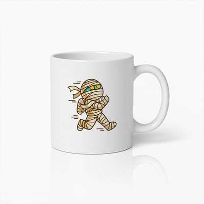 Grappige Rennende Mummie Mok – Unieke Halloween Koffiebeker voor Spookliefhebbers