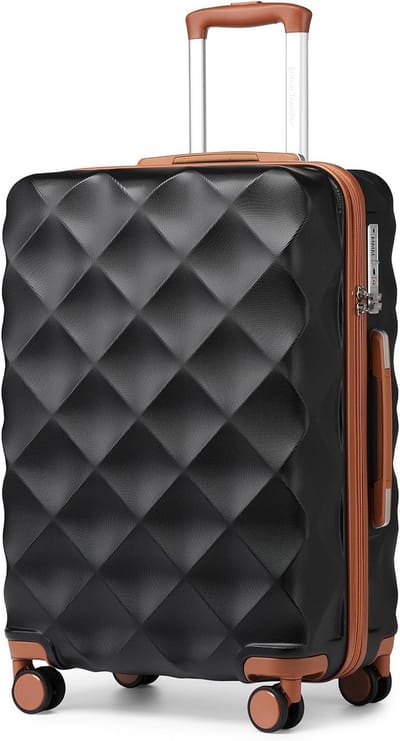 SnelShoppen - Lichtgewicht 24 inch Koffer Handbagage met TSA-slot en 4 Wielen - Zwart/Bruin - Ideaal voor Reizen, Weekendjes Weg, en Zakelijk Gebruik