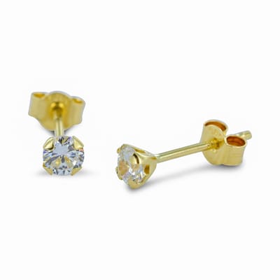 New Bling 9NBG-0417 – 14 Karaat Gouden Oorbellen Dames – Zirkonia Oorknopjes 3 mm