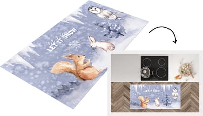 Keukenloper - Loper keuken - Winter - Sneeuw - Dieren - 120x60 cm - Keukenloper vinyl