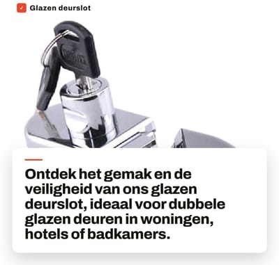 Dailygoods- Deurslot Veiligheidsslot - Dubbele Deur - Geschikt voor 5-8mm Glas - Eenvoudige Installatie - Zinklegering - Inclusief 2 Sleutels - Glazen Slot