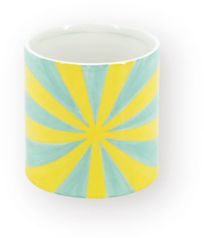 Housevitamin Plantenpot Swirl – Dolomiet – Geel & Groen– 12,5x12,5x13 cm – Waterdicht – Design Bloempot – Decoratieve Eyecatcher