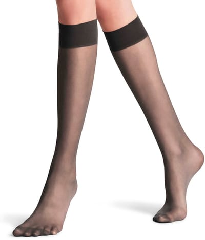 FALKE Seidenglatt eenkleurig materiaal Sheer 15 DEN kniekousen dames grijs - maat 35-38