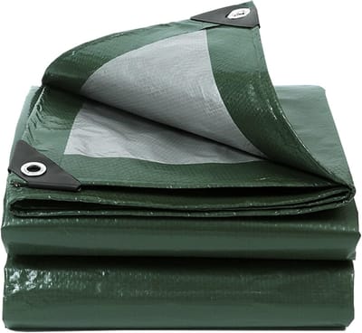 1,5x2m Militairgroen/Zilver Waterdicht met ogen – 130 g/m² Weefselzeil Scheurvast, UV-bestendig, Schimmelresistent – Multifunctioneel zeil voor tuinmeubelen, hout, auto, camping, zwembad