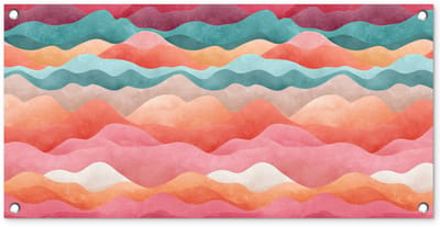 Tuinposter 80x40 cm - Tuindecoratie Golven - Kleurrijk - Abstract - Poster voor in de tuin - Buiten decoratie - Schutting tuinschilderij - Tuindoek muurdecoratie - Wanddecoratie balkondoek