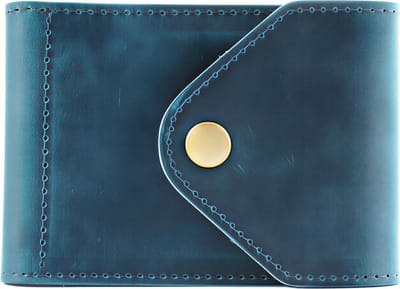 Kunstleren ID-Kaarthouder en Rijbewijs Cover – Blauw – Slanke Portemonnee van Kunstleer in Crazy Horse Stijl – Vintage Oud Ontwerp – Modieuze Kaarthouder voor Dagelijks Gebruik