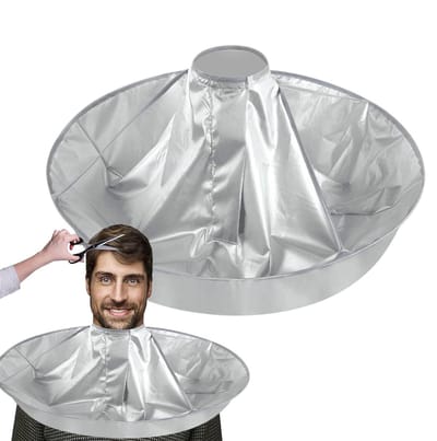 Haarsnijcape - Kapmantel Paraplu - Haarknippen Thuis - Opvouwbaar Ontwerp - 60 cm Diameter - Zilver