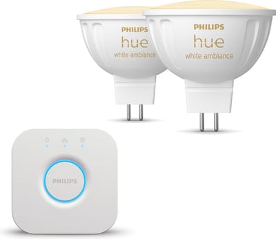 Philips Hue Starterspakket - GU5.3 - met 2 Spotjes (MR16) - 12V - Warm tot Koelwit Licht - Incl. 1 Hue Bridge - Hue White Ambiance