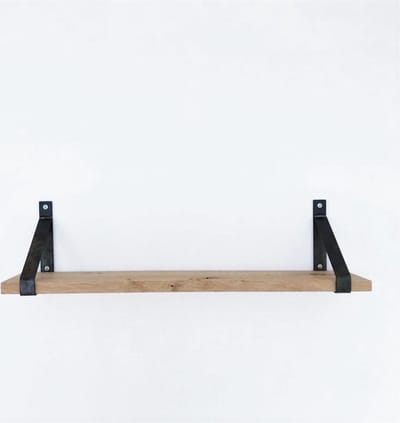 GoudmetHout® Wandplank Industrieel - 60 x 20 cm Muurplank - Eiken Hout - Decoratie Wandrek & Boekenrek - Hangplank Keuken - Wall Shelf + 2 Plankdragers van Ruw Staal