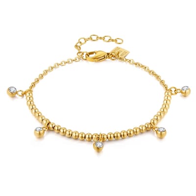 Twice As Nice Armband in edelstaal, bolletjes 16cm+3cm