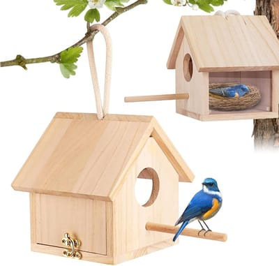 Vogelhuisjes voor buiten met stang, vogelhuisjes voor buiten, om op te hangen, doe-het-zelf decoratie voor hekkoning, zwaluw, spatz, kolibrie, vinken