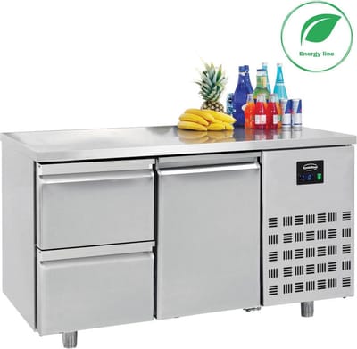 Combisteel Koelwerkbank - ENERGY LINE - Energiezuinig - 474L - 2 Deuren + 2 Laden 1/1 GN - -2°C/+8°C - Geforceerd - 1865x700x850mm