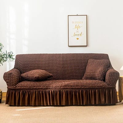Roze Ruit Stretch Bankhoes voor Woonkamer Seersucker Rok Fauteuilhoes L-Vorm Bankhoezen Elastische Rok 1 2 3 4 Zits 90x140cm