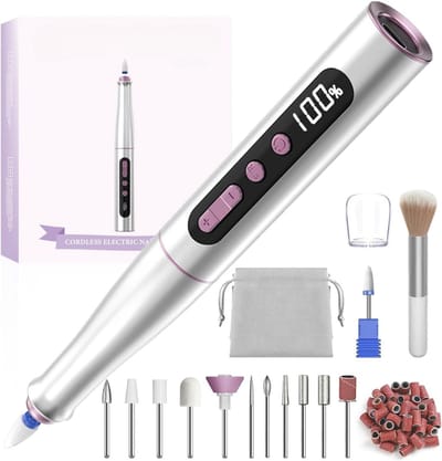 TIM® Pedicureset Electrisch - Pedicureset Professioneel – Nagelboor - Pedicure Set - Pedicure Apparaat Met 5 Snelheden - Zilver - 21cm x 21cm x 168cm