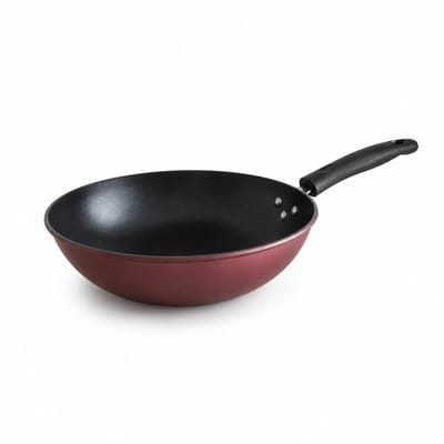 Majestix - Wokpan Ø 30 cm – Non-Stick (Anti-Aanbak) – Geschikt voor Alle Warmtebronnen - Inductie - Gas - PFAS Vrij - Rood