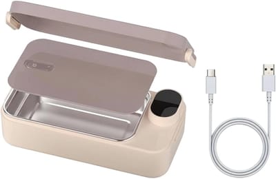 Verwarmbare Lunchbox - Elektrische Boterhamtrommel - Warme Maaltijd Onderweg - 900ml Roestvrij Staal - 26x12x7cm - Roze